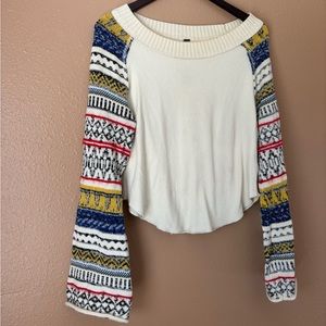 Free people pattered bell sleeve sweater